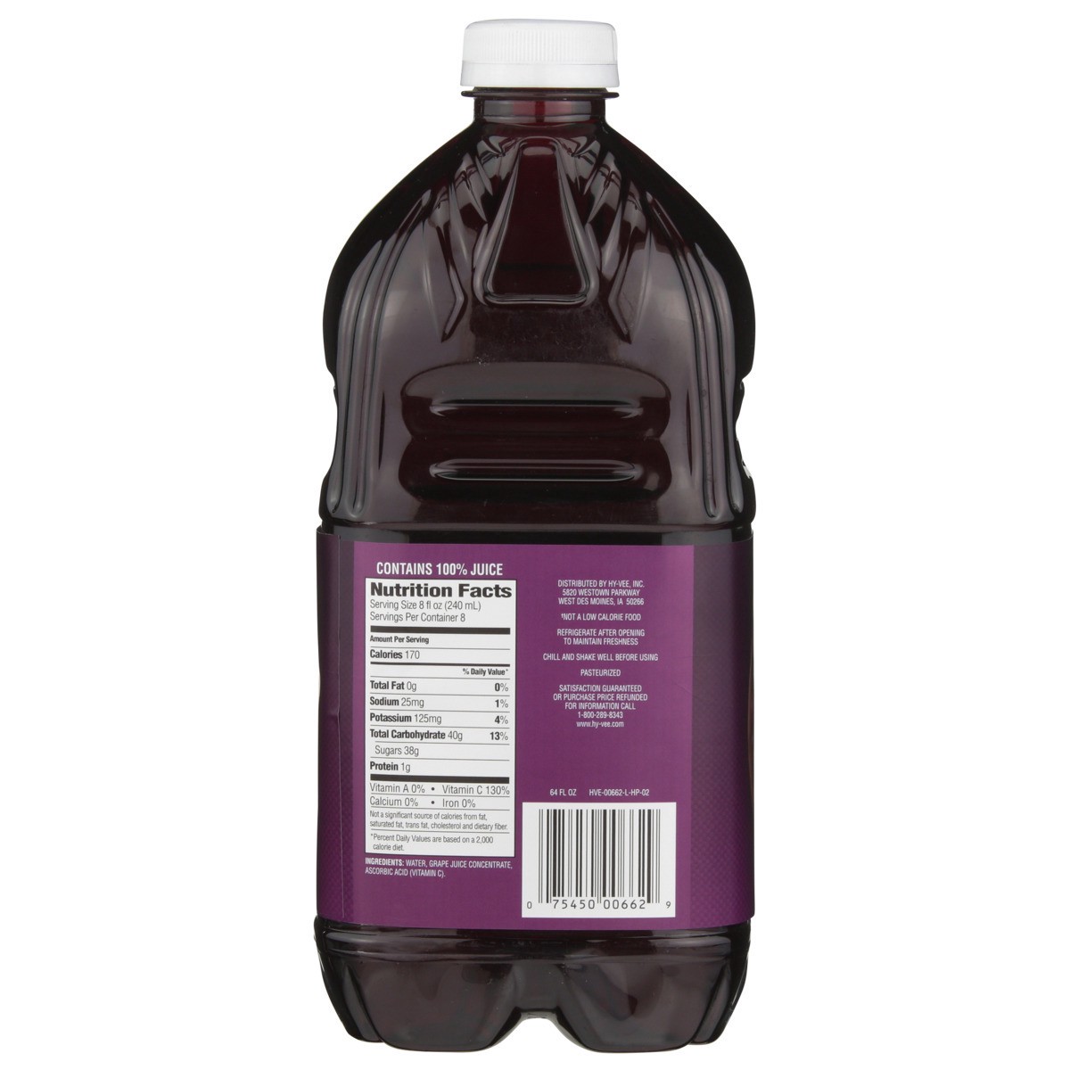 slide 5 of 8, Hy-vee 100% Concord Grape Juice From Concentrate - 64 fl oz, 64 fl oz