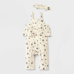 Grayson Mini Baby Girls' Floral Romper with Headband - Off-White 3-6M