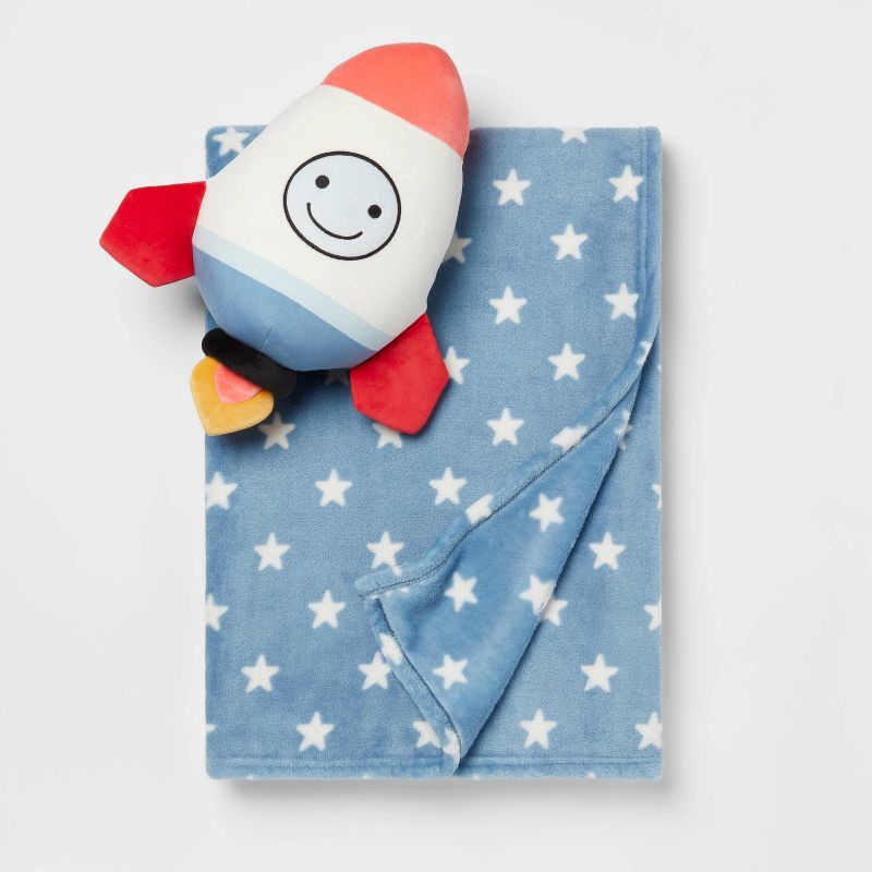 slide 1 of 3, Rocket Buddy Kids' Throw Pillow and Blanket Set - Pillowfort™, 1 ct