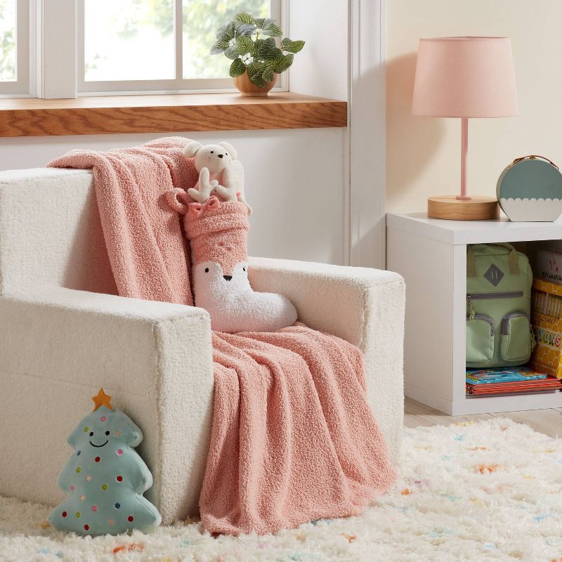 slide 2 of 3, Pink Deer Stocking and Pink Kids' Throw Blanket Gift Set - Pillowfort™, 1 ct