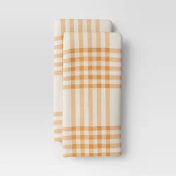 2pc Plaid KitchenTowel Set Gold - Threshold™