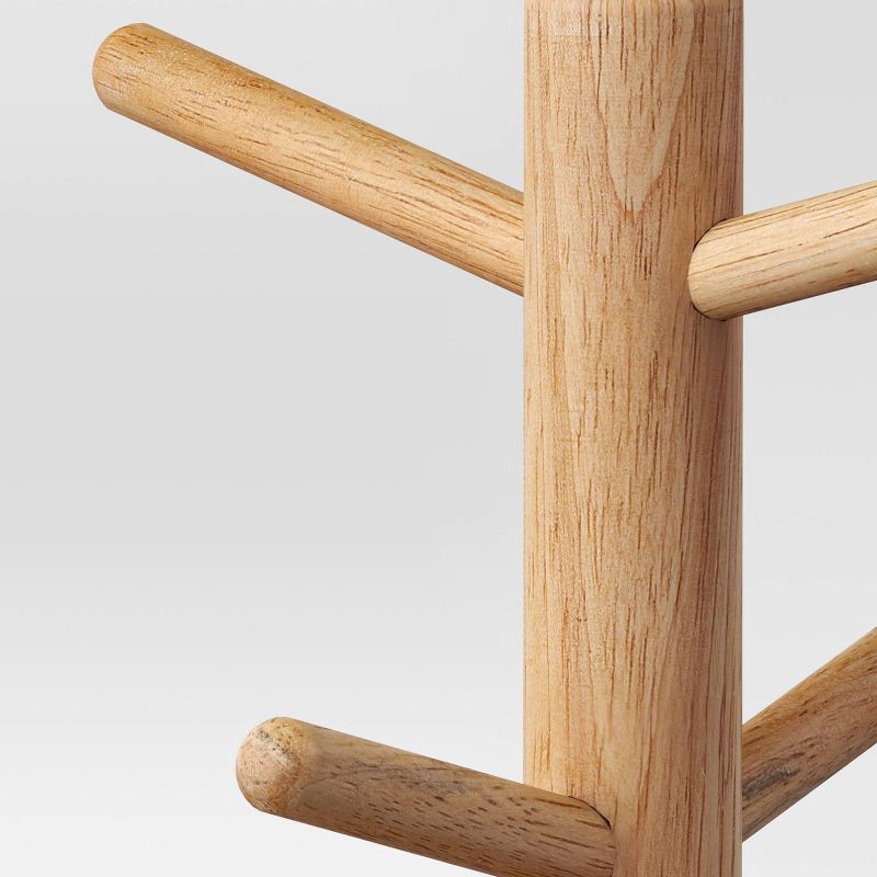 slide 3 of 3, Wood Tree Mug Rack Brown - Threshold™: Freestanding Kitchen Organizer, 15" Height, Spot Clean, 1.212 lbs, 1.212 lb