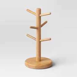Wood Tree Mug Rack Brown - Threshold™: Freestanding Kitchen Organizer, 15" Height, Spot Clean, 1.212 lbs