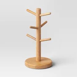 Wood Tree Mug Rack Brown - Threshold™: Freestanding Kitchen Organizer, 15" Height, Spot Clean, 1.212 lbs