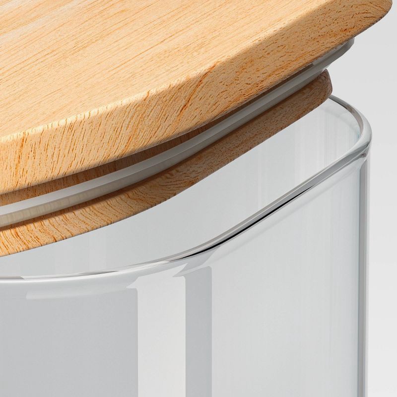 slide 3 of 3, 71oz Glass Square Food Storage Canister with Wood Lid - Threshold™: Glass Pantry Storage Jar, Dishwasher-Safe, 71 oz