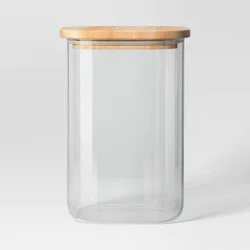 71oz Glass Square Food Storage Canister with Wood Lid - Threshold™: Glass Pantry Storage Jar, Dishwasher-Safe