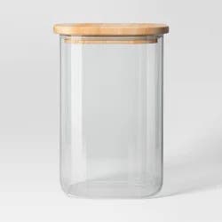 71oz Glass Square Food Storage Canister with Wood Lid - Threshold™: Glass Pantry Storage Jar, Dishwasher-Safe