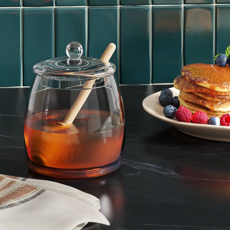 slide 2 of 4, 18.5 fl oz 3pc Honey Pot Glass Food Storage Container - Threshold™: Dishwasher-Safe, Autumn Shapes, 18.5 fl oz, 3 ct