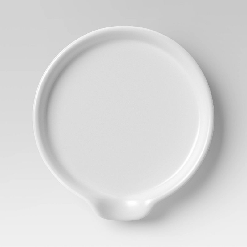 slide 3 of 3, Stoneware Spoon Rest - Threshold™: White Ceramic Spoon Holder, Dishwasher-Safe, 5.25" x 5", 1 ct