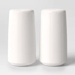 2pc Stoneware Salt and Pepper Shaker White - Threshold™: Hand Wash, 3.5" Height, 1.75" Width, Tableware Set