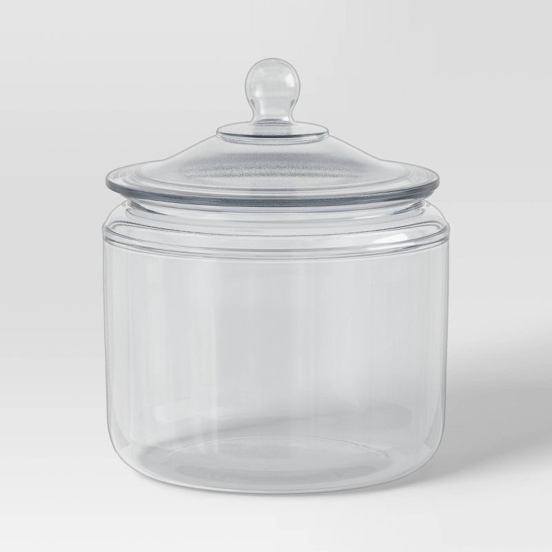 slide 1 of 3, 96oz Glassware Kitchen Storage - Threshold™: Clear Glass, Dishwasher-Safe, 8.27" Height, Lifetime Warranty, 96 oz