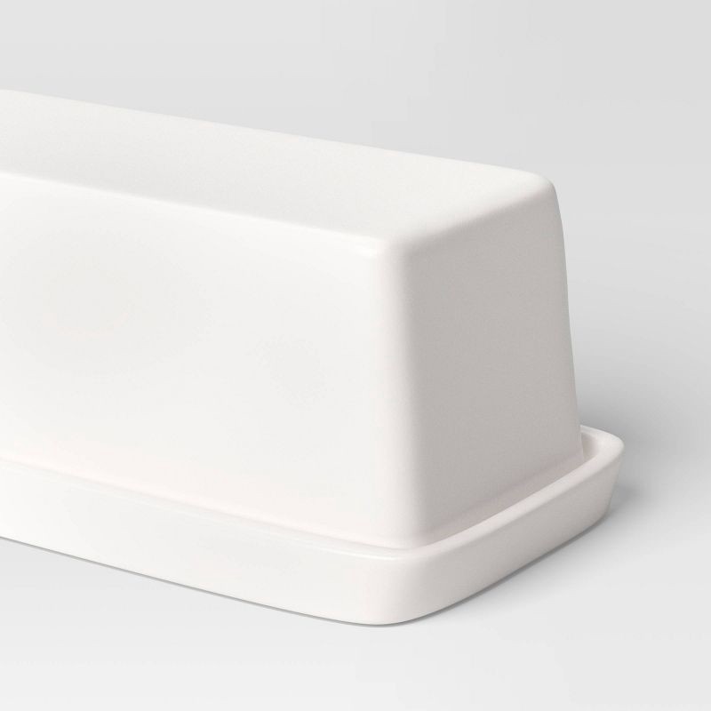 slide 3 of 4, Stoneware Butter Dish White - Threshold™, 1 ct