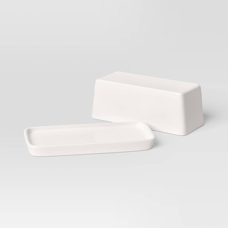 slide 4 of 4, Stoneware Butter Dish White - Threshold™, 1 ct