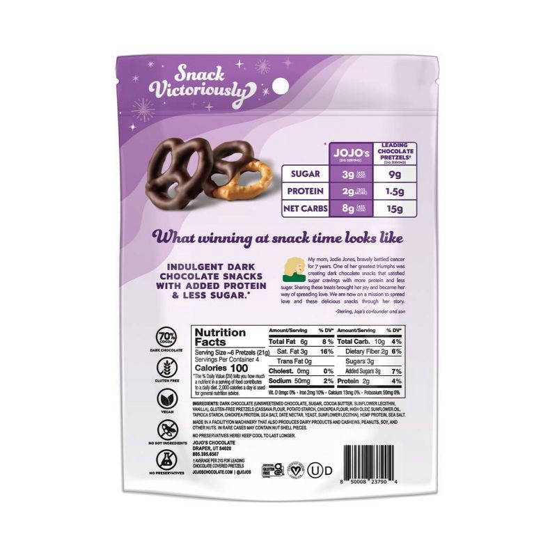 slide 2 of 6, JOJO's Dark Chocolate Covered Pretzels - 3oz, 3 oz
