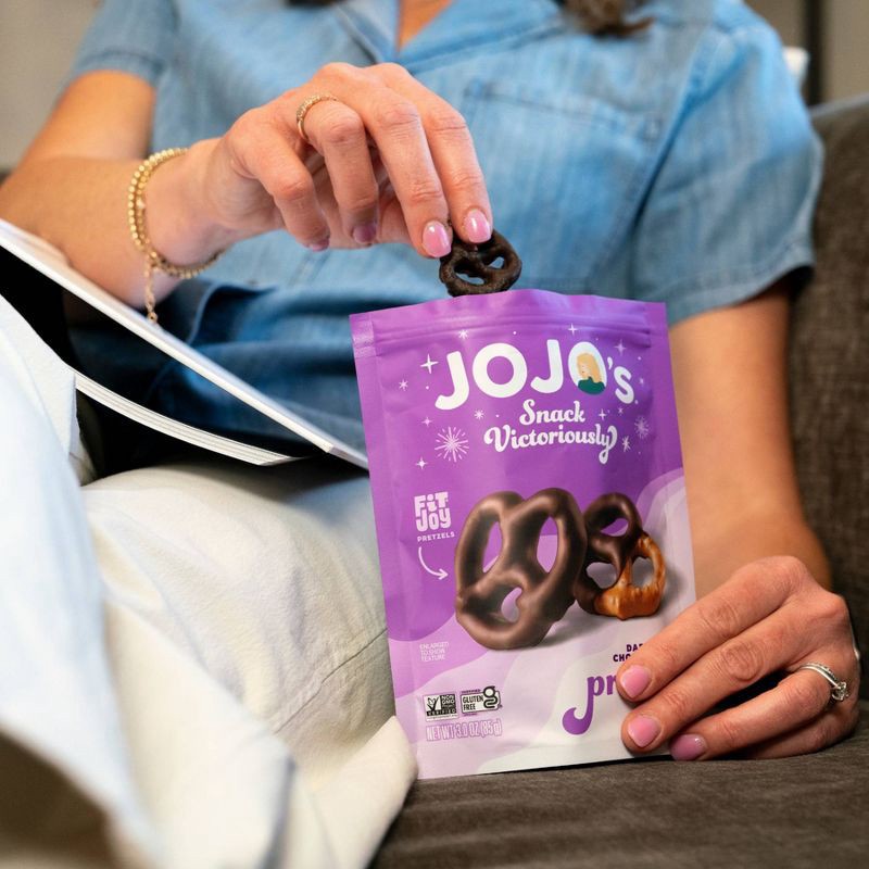 slide 3 of 6, JOJO's Dark Chocolate Covered Pretzels - 3oz, 3 oz