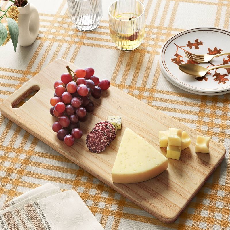 slide 2 of 3, 7.01"x15.98" Rubberwood Rectangle Serving Board Brown - Threshold™: Charcuterie & Serving Platter, Hand Wash, 1 ct