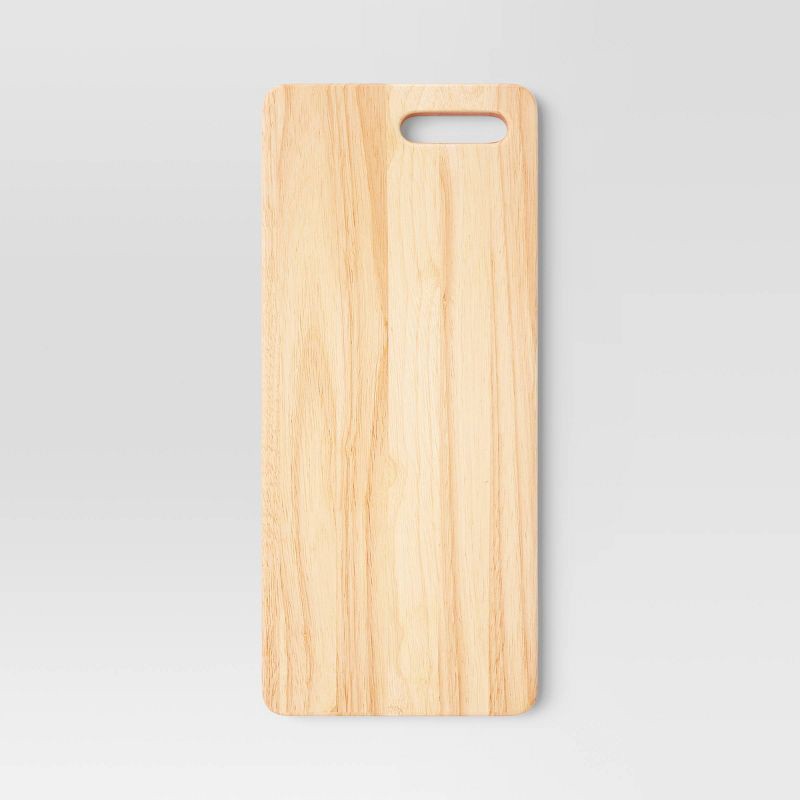 slide 3 of 3, 7.01"x15.98" Rubberwood Rectangle Serving Board Brown - Threshold™: Charcuterie & Serving Platter, Hand Wash, 1 ct
