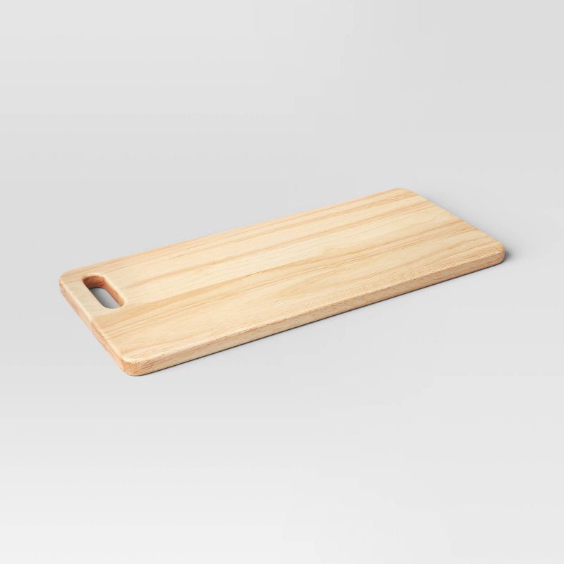 slide 1 of 3, 7.01"x15.98" Rubberwood Rectangle Serving Board Brown - Threshold™: Charcuterie & Serving Platter, Hand Wash, 1 ct
