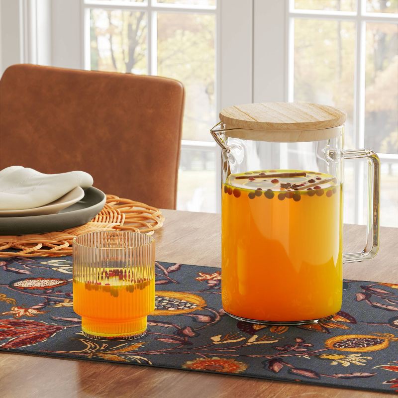 slide 2 of 3, 59 fl oz Glass Beverage Pitcher with Wood Lid - Threshold™: Dishwasher-Safe, Cadmium-Free, Cold Drink Server, 59 fl oz
