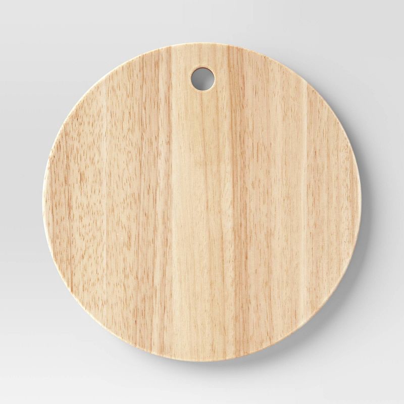 slide 3 of 3, 10"x10" Rubberwood Round Serving Platter Brown - Threshold™, 1 ct