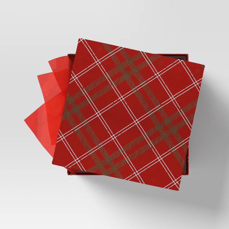 slide 2 of 3, 6"x3" Small Square Plaid Christmas Gift Box Red - Wondershop™, 1 ct