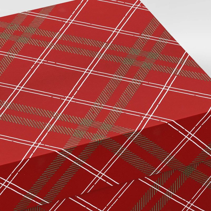 slide 3 of 3, 6"x3" Small Square Plaid Christmas Gift Box Red - Wondershop™, 1 ct