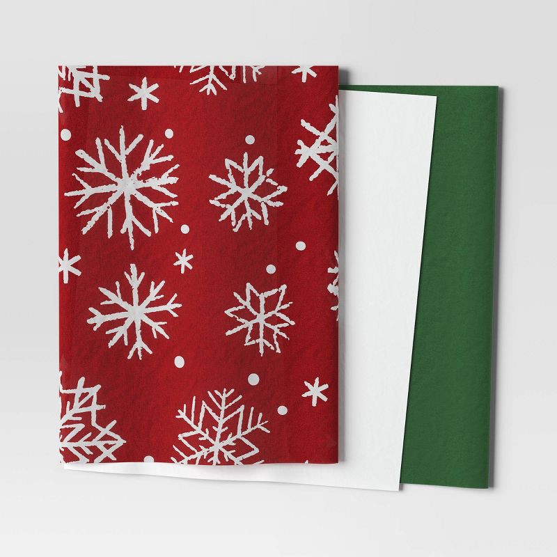 slide 1 of 3, 30ct Banded Christmas Gift Tissue Paper Green/Snowflake - Wondershop™, 30 ct