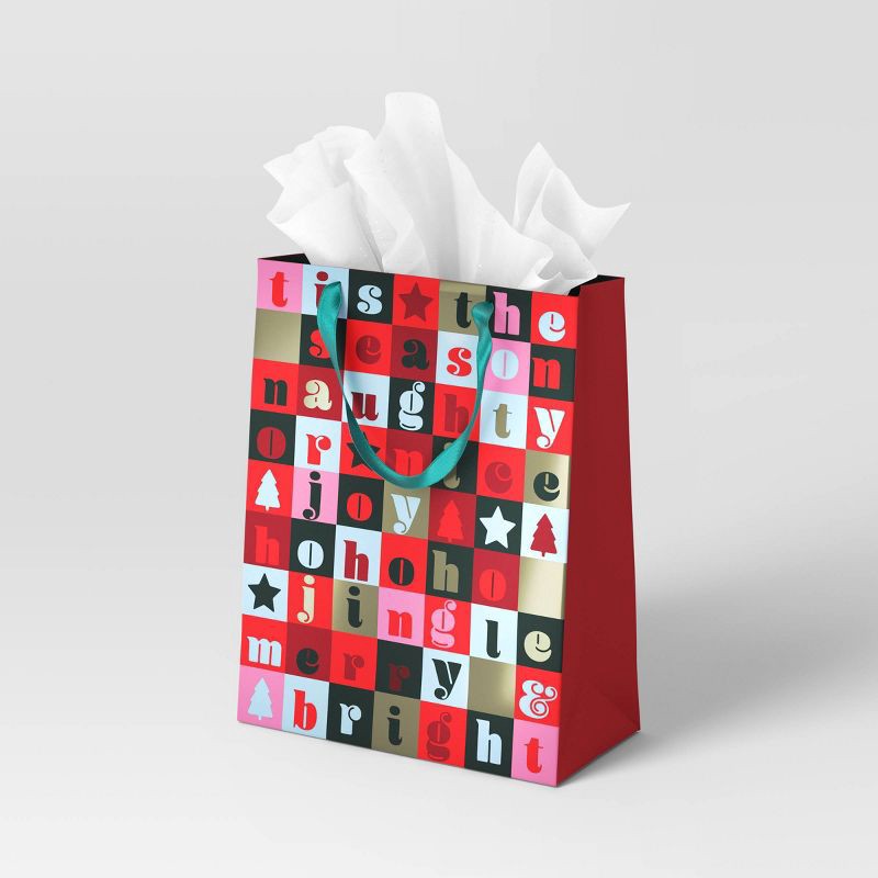 slide 2 of 3, Metallic Joyous Text Extra-Large Cub Christmas Gift Bag - Wondershop™, 1 ct