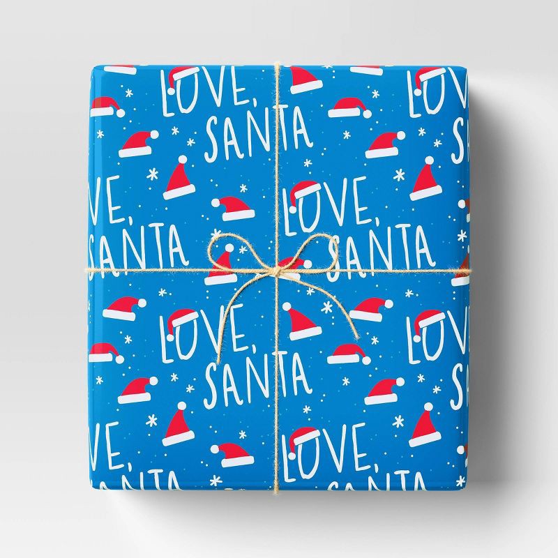 slide 2 of 3, 50 sq ft 'Love, Santa' Christmas Gift Wrap Blue - Wondershop™​​​​​​​, 50 sq ft