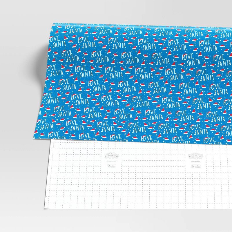 slide 3 of 3, 50 sq ft 'Love, Santa' Christmas Gift Wrap Blue - Wondershop™​​​​​​​, 50 sq ft