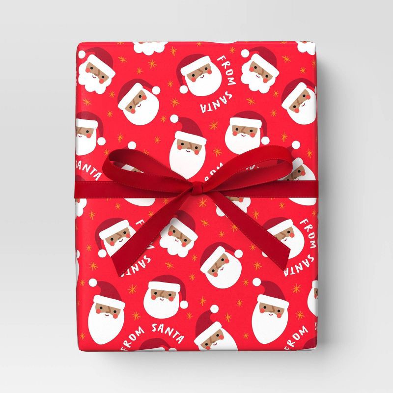 slide 2 of 3, 50 sq ft Santa Christmas Gift Wrap Red - Wondershop™​​​​​​​, 50 sq ft