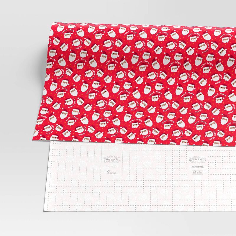 slide 3 of 3, 50 sq ft Santa Christmas Gift Wrap Red - Wondershop™​​​​​​​, 50 sq ft