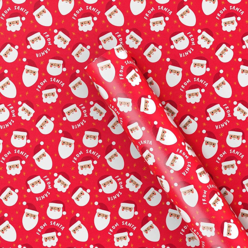 slide 1 of 3, 50 sq ft Santa Christmas Gift Wrap Red - Wondershop™​​​​​​​, 50 sq ft