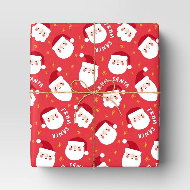 slide 2 of 3, 50 sq ft Santa Christmas Gift Wrap Red - Wondershop™: Printed Pattern, Multicolored, 30" Width, 50 sq ft