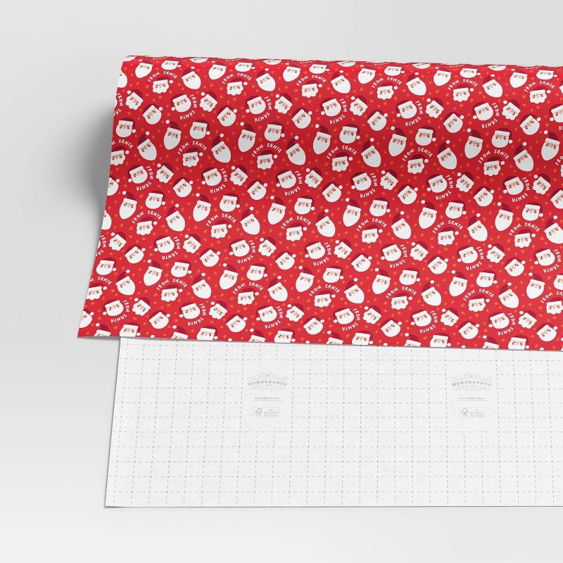 slide 3 of 3, 50 sq ft Santa Christmas Gift Wrap Red - Wondershop™: Printed Pattern, Multicolored, 30" Width, 50 sq ft