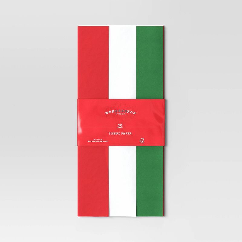slide 3 of 3, 30ct Christmas Tissue Paper Red/Green/White - Wondershop™, 30 ct