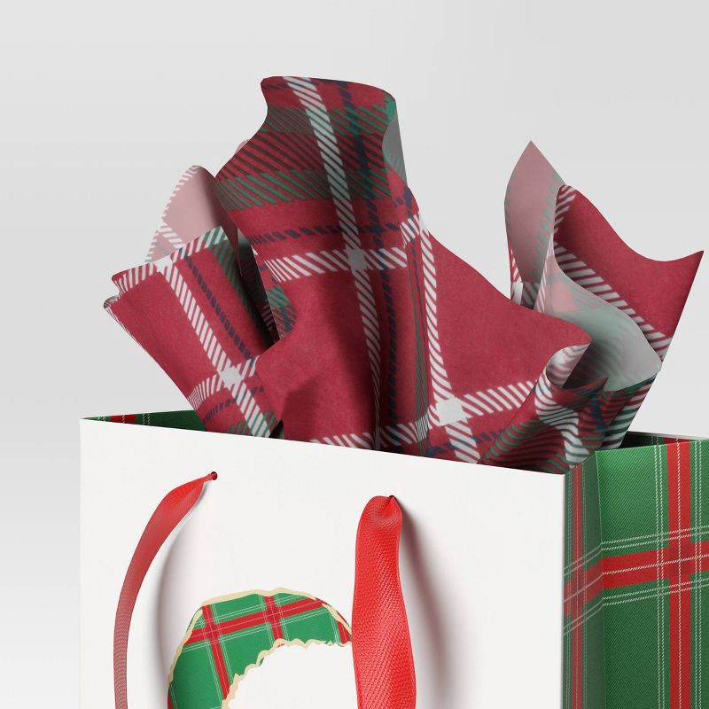 slide 2 of 3, 30ct Banded Christmas Gift Tissue Paper Blue/Plaid - Wondershop™, 30 ct