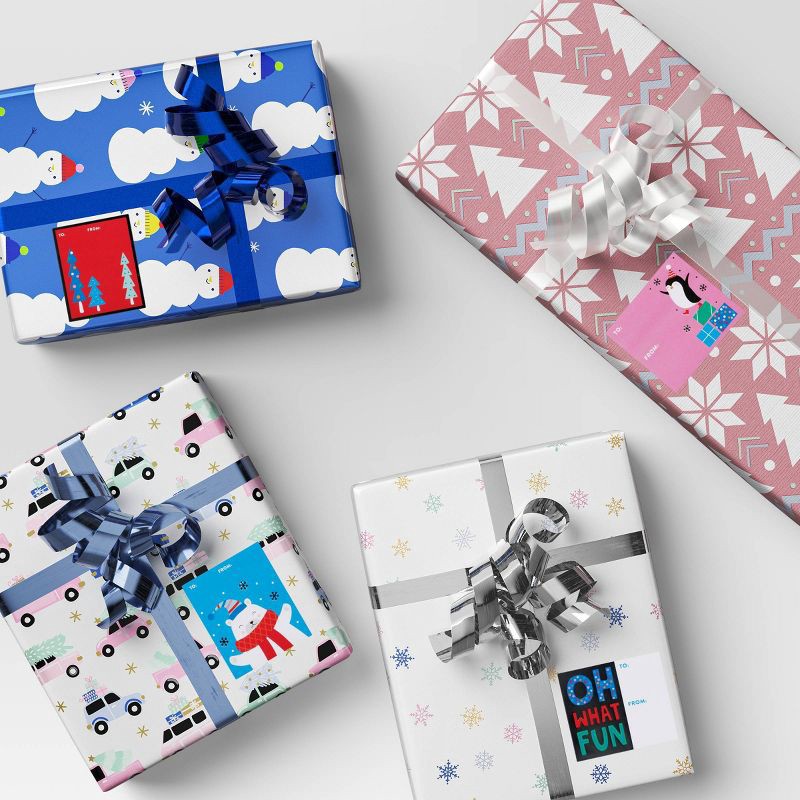 slide 2 of 3, 3/8" Christmas Ribbon 72' Blue/White/Silver - Wondershop™, 1 ct