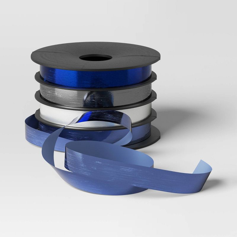 slide 3 of 3, 3/8" Christmas Ribbon 72' Blue/White/Silver - Wondershop™, 1 ct