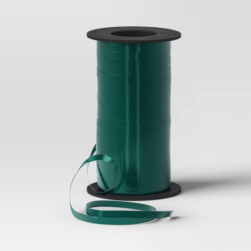 slide 3 of 3, 3/16" Christmas Curl Ribbon 1050' Green - Wondershop™, 1 ct