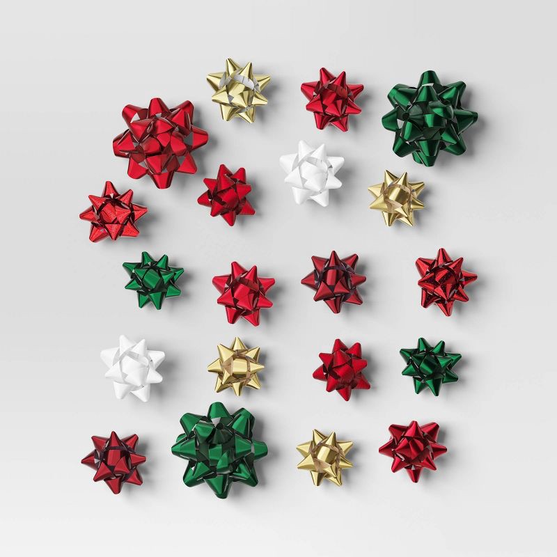 slide 1 of 3, 40ct Christmas Decorative Bow Red/Green/Gold - Wondershop™, 40 ct