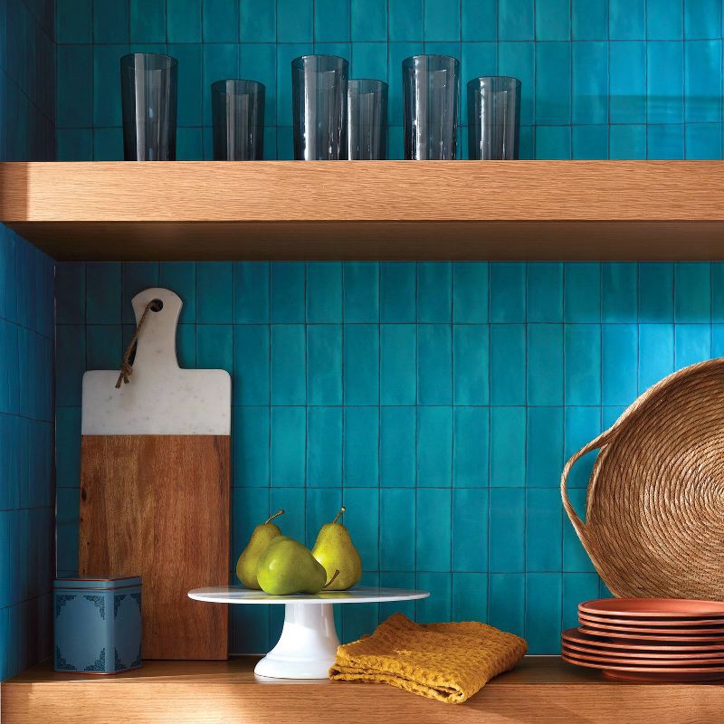 slide 2 of 4, Artisan Tile Wallpaper Peacock Pearl - Threshold™: Self-Adhesive Vinyl, Removable, Stick On, 27.5 Sq Ft Coverage, 27.5 sq ft