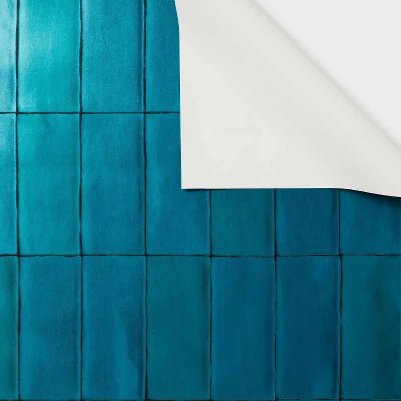 slide 3 of 4, Artisan Tile Wallpaper Peacock Pearl - Threshold™: Self-Adhesive Vinyl, Removable, Stick On, 27.5 Sq Ft Coverage, 27.5 sq ft