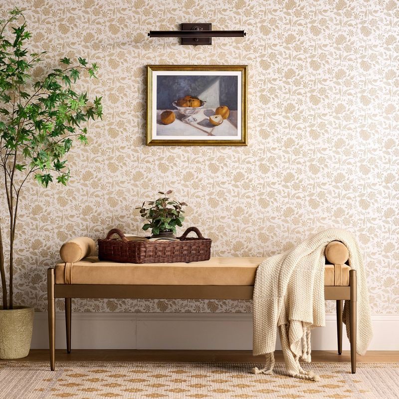 slide 2 of 4, Threshold designed w/Studio McGee Floral Striped Peel and Stick Wallpaper Pearl - Threshold™ designed with Studio McGee, 1 ct