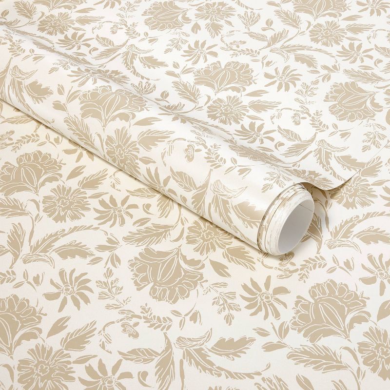 slide 1 of 4, Threshold designed w/Studio McGee Floral Striped Peel and Stick Wallpaper Pearl - Threshold™ designed with Studio McGee, 1 ct