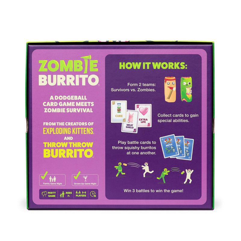 slide 2 of 7, Zombie Burrito Party Game: Exploding Kittens, Fun Social Skills Card Party, 2-6 Players, 15 Min Play, 1 ct