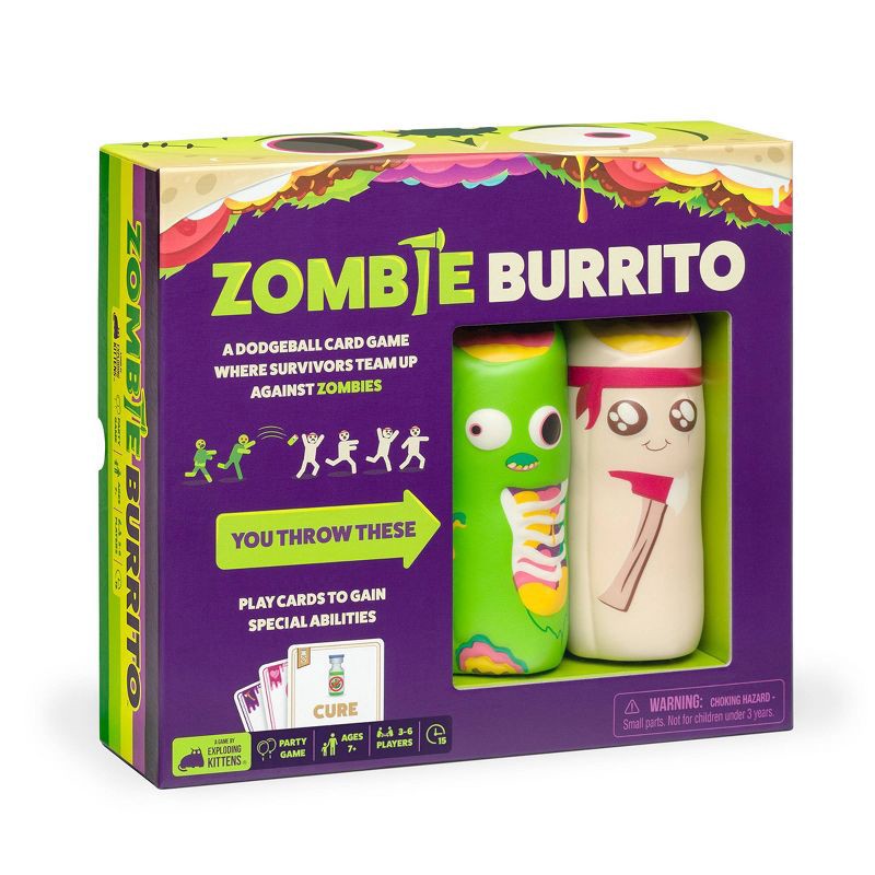 slide 3 of 7, Zombie Burrito Party Game: Exploding Kittens, Fun Social Skills Card Party, 2-6 Players, 15 Min Play, 1 ct