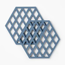Silicone Trivet Blue - Figmint™: Heat-Resistant Silicone, Dishwasher-Safe, 8" Square for Hot Dishes