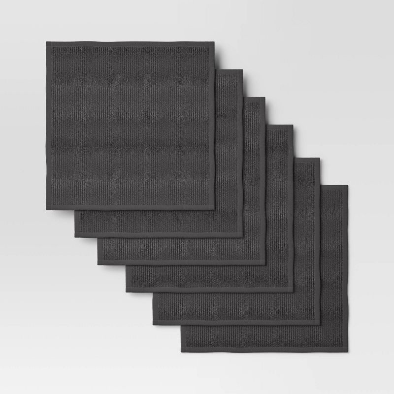 slide 3 of 3, 6pk Cotton Dishcloths Gray - Room Essentials™, 6 ct