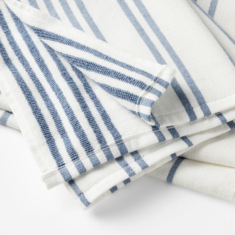 slide 3 of 3, 5pc Kitchen Towels Blue - Figmint™: Cotton Terry, Stripe Pattern, Machine Washable, Kitchen Hand & Dish Towels, 28"x18", 5 ct